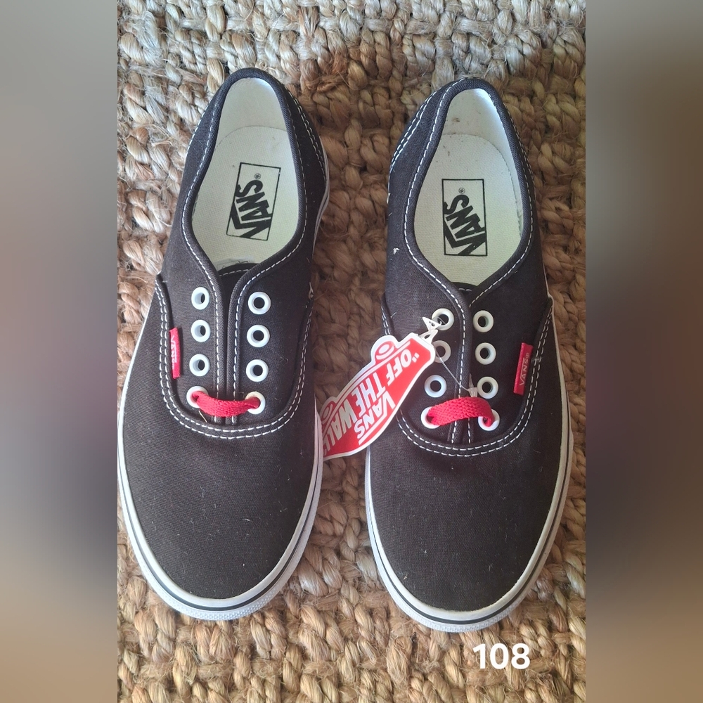 Vans Boy/Girl's Authentic Sketch‎ Sidewall Black/Red Skate Shoes - Size 13 Nwt